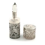 An Edwardian Art Nouveau silver-mounted toilet jar, by William Hutton and Sons, Birmingham 1904, the