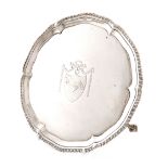 A George III silver waiter, by John Carter, London 1772, circular form, gadroon border, the centre