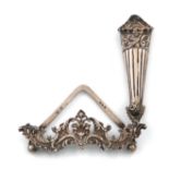 A late-Victorian silver menu card holder and vase, by Saunders and Shepherd, Chester 1892, the