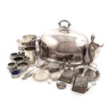 A mixed lot of silver and electroplated items, comprising silver items: a George III caddy spoon,