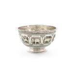 A Victorian silver christening bowl, by the Barnards, London 1873, circular form, embossed with