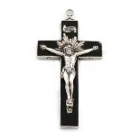 By Omar Ramsden, an Arts and Crafts silver-mounted crucifix, London 1933, also engraved 'OMAR