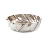 An Italian silver bowl, shallow circular scroll fluted form, diameter 31cm, approx. weight 27.5oz.