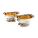 A pair of George IV provincial silver salt cellars, by James Bell, Newcastle 1822, rounded