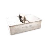 An Edwardian silver double cigarette box, by William Comyns, London 1902, rectangular form,