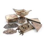 λA mixed lot of silver items, various dates and makers, comprising: a silver and tortoiseshell