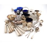 A mixed lot of silver items, various dates and makers, comprising: a pair of silver-mounted ink