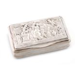 A George III silver snuff box, by William Purse, London 1806, rectangular form, the hinged cover