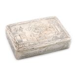 A 19th century Russian silver snuff box, Moscow, date rubbed, maker's mark possibly that of I.