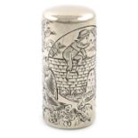 A Victorian silver Kate Greenaway scent bottle, by S. Mordan, London 1883, cylindrical form,