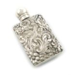 A Victorian silver scent flask, by S. Mordan and Co, London 1890, oval rectangular form, embossed