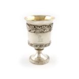 A George III silver goblet, by Emes and Barnard, London 1819, campana shaped bowl, with a band of