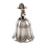 A late-Victorian silver table bell, by George Lambert, London 1890, flower shaped tapering form, the