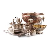 λλA large quantity of electroplated items, including a four-piece tea and coffee set, a tray, a
