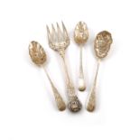 A mixed lot of silver flatware, various dates and makers, comprising: a King's pattern fish