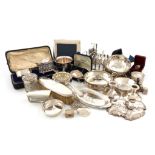 A mixed lot of silver items, various dates and makers, comprising: two toast racks, a pair of
