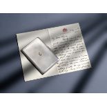 A Royal presentation silver cigarette case and accompanying letter from George VI to Lionel Logue,