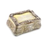 A large silver-gilt engraved 'castle-top' table snuff box, by John Linnit, London 1839, shaped