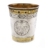 An 18th century continental parcel-gilt silver beaker, marks unidentified, possibly Scandinavian,