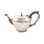λA late 18th / early 19th century tea pot, marked AS twice and AG below a sailing boat twice,