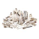 A mixed lot of silver flatware, various dates and makers, comprising: six Old English pattern