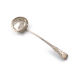 A Victorian silver King's pattern soup ladle, by George Adams, London 1845, oval bowl with a shell