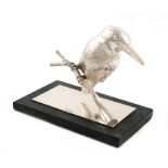 A modern silver model of a kingfisher, by Ammonite Ltd, Birmingham 1980, modelled perched on a
