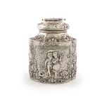 A continental silver tea caddy, with import marks for Sheffield 1901, importer's mark of Samuel