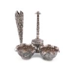 A mixed lot of Indian silver items, comprising: a rose water sprinkler, of octagonal baluster