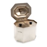 A silver double tea caddy, by S Blanckensee & Son Ltd, Birmingham 1927, rectangular form, canted