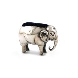 An Edwardian novelty silver elephant pin cushion, by Adie and Lovekin, Birmingham 1906, modelled