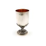 A Victorian silver goblet, by John Samuel Hunt, London 1864, circular form, gilded interior, on a