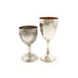 A George III silver goblet, by Charles Hougham, London 1788, urn shaped bowl with later foliate