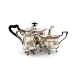 A three-piece Edwardian silver tea set, by The Goldsmiths and Silversmiths Company, London 1907