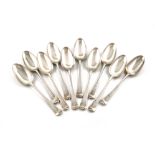 A matched set of ten George III silver Hanoverian pattern tablespoons, eight by Richard Crossley,