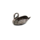 A novelty silver swan pin cushion, by Adie and Lovekin, Birmingham 1911, modelled in a swimming