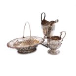 A small collection of three George III silver items, comprising: a cream jug, by Abraham Taylor,