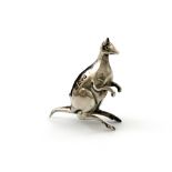 An Edwardian novelty silver kangaroo pin cushion, by W J Myatt & Co., Chester 1909, modelled in a