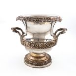 An early 19th century old Sheffield plated wine cooler, circa 1830, campana form, embossed foliate