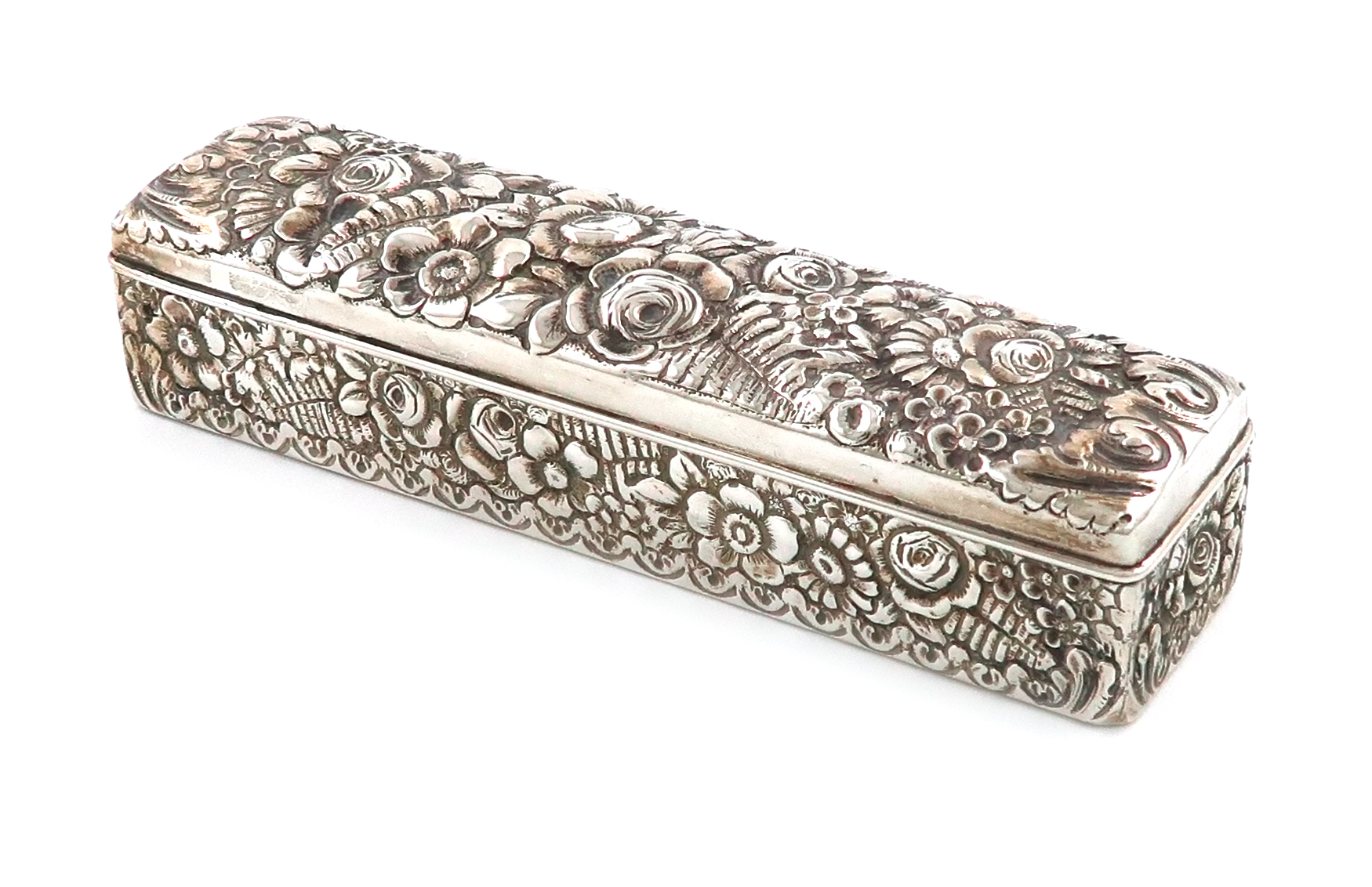 A late 19th century American silver dressing table box, by Tiffany and Co, rectangular form, the