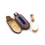 A George III silver mounted toothpick box / scent bottle, unmarked, circa 1790, shaped rectangular