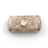 A George III silver snuff box, by Frederick Hentsche, London 1819, oblong oval section, with foliate