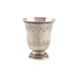 An 18th century French silver beaker, by Jaques Dugay, Paris 1732, tapering circular form, chased