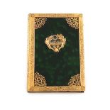 A 19th century French gilt metal mounted aide memoire, rectangular form, the mounts with foliate