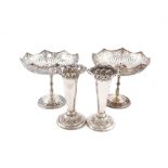 A pair of Edwardian silver tazza, by Mappin and Webb, Sheffield 1909, circular form, pierced with