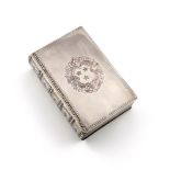 A George II silver table snuff box, by Gundry Roode, London 1731, modelled as a book, the ribbed