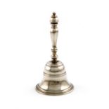 A William IV silver table bell, by J and J Angell, London 1830, faceted baluster handle, engraved