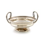 A two-handle silver bowl, by Mappin and Webb, Birmingham 1914. circular bowl, gadroon border, with
