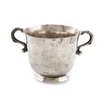A probably 19th century silver two-handled porringer, unmarked, probably South American, circular