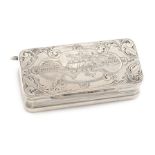 A late 19th century Portuguese silver snuff box, maker's mark JG, Oporto circa 1890, rectangular